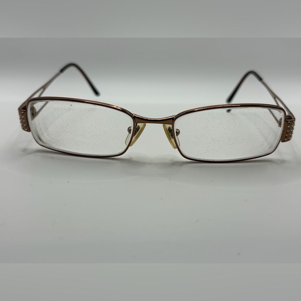 Rectangular Metal Reading Glasses in Brown and Go… - image 1